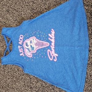 3 items: Justice shirt, Wonder Nation crop top and Circo pink ruffle top